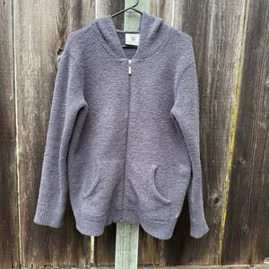 Kashwére Zip Up Hoodie Jacket 100% Microfiber Lounge Steel Gray Sz L